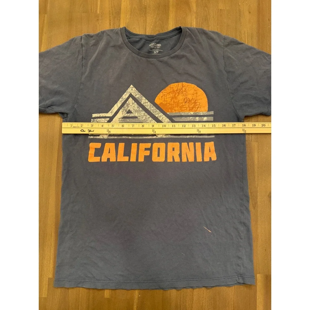 100% Cotton Unisex Geometric California Graphic T-Shirt‎ Blue Gray Distressed